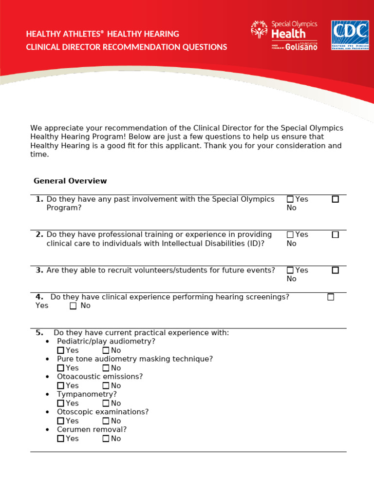 Healthy Hearing Clinical Director Questions | PDF