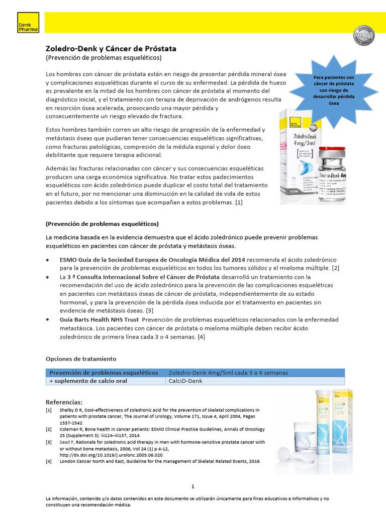One Pager - Zolendronic Acid - ESP - 07.2017 | PDF | Cáncer | Cancer de ...