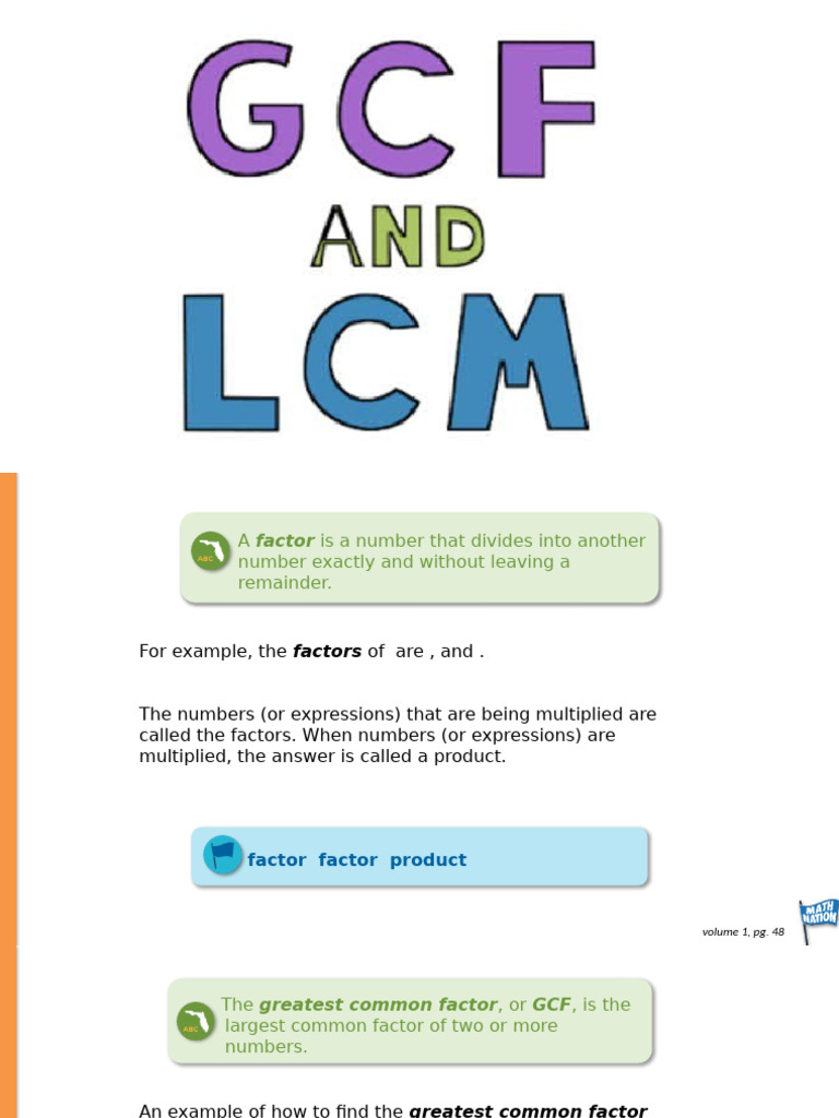 GCF and LCM: Definitions and Examples | PDF