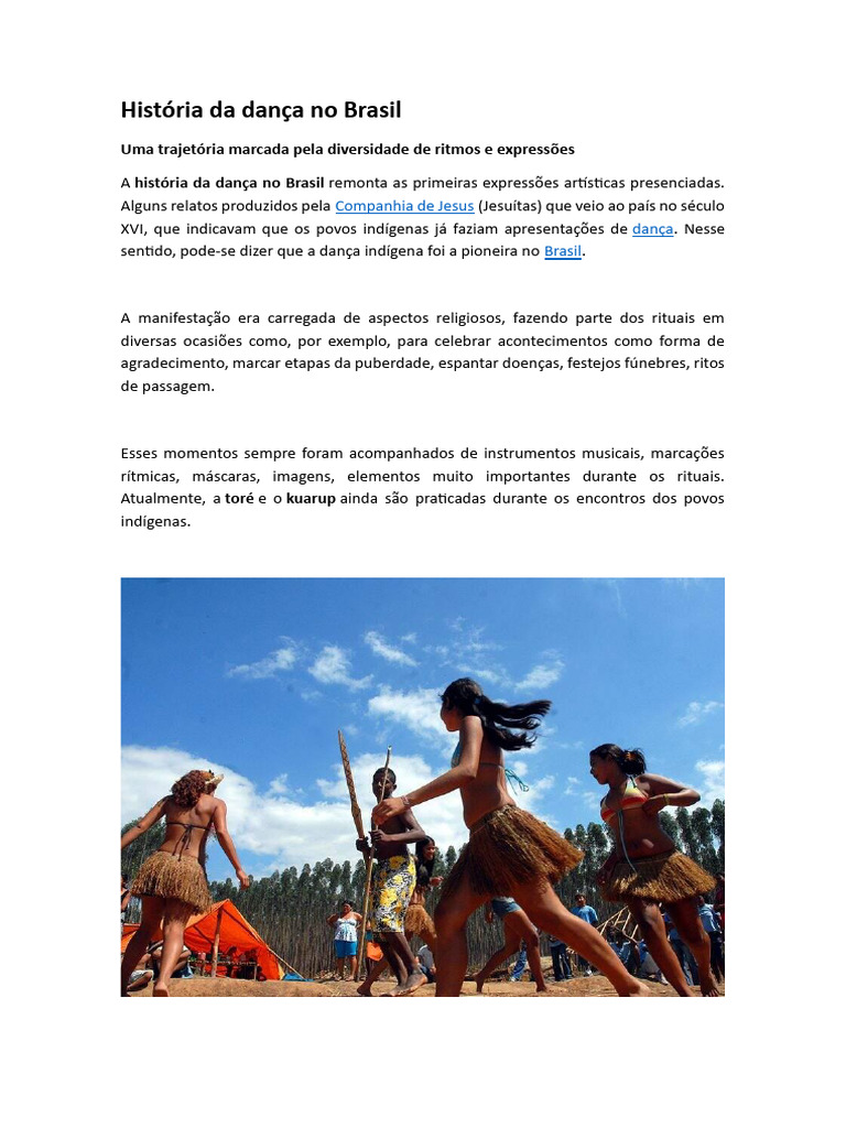 História da Dança no Brasil: Ritmos e Culturas | PDF | Danças | Balé