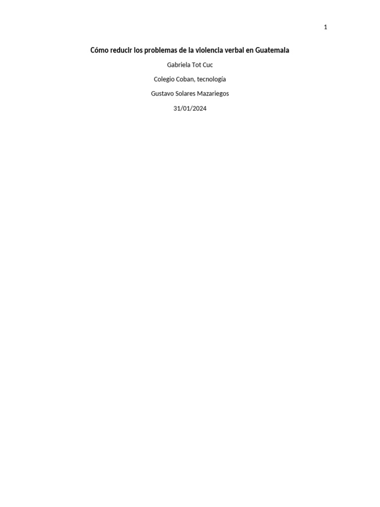 Reducir la violencia verbal en Guatemala | PDF | Violencia | Salud mental