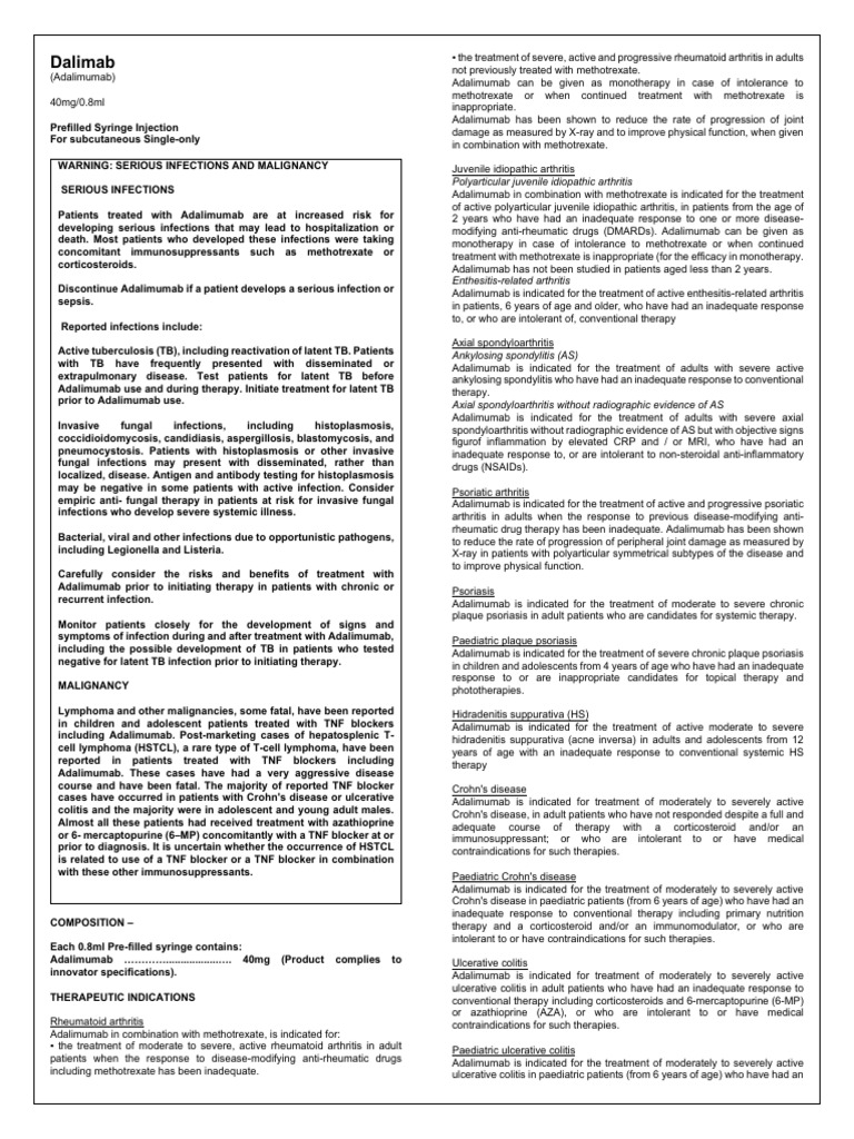 Dalimab SPC | PDF | Psoriasis | Diseases And Disorders