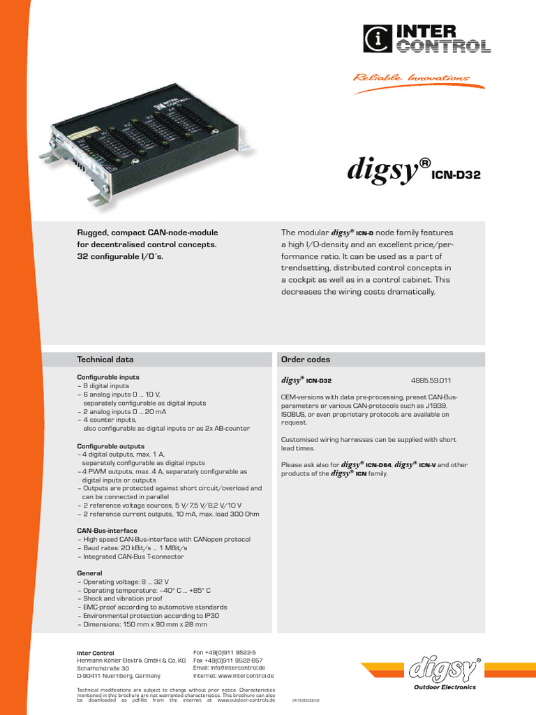 Digsy ICN-D32: Configurable I/O Module | PDF | Telecommunications ...