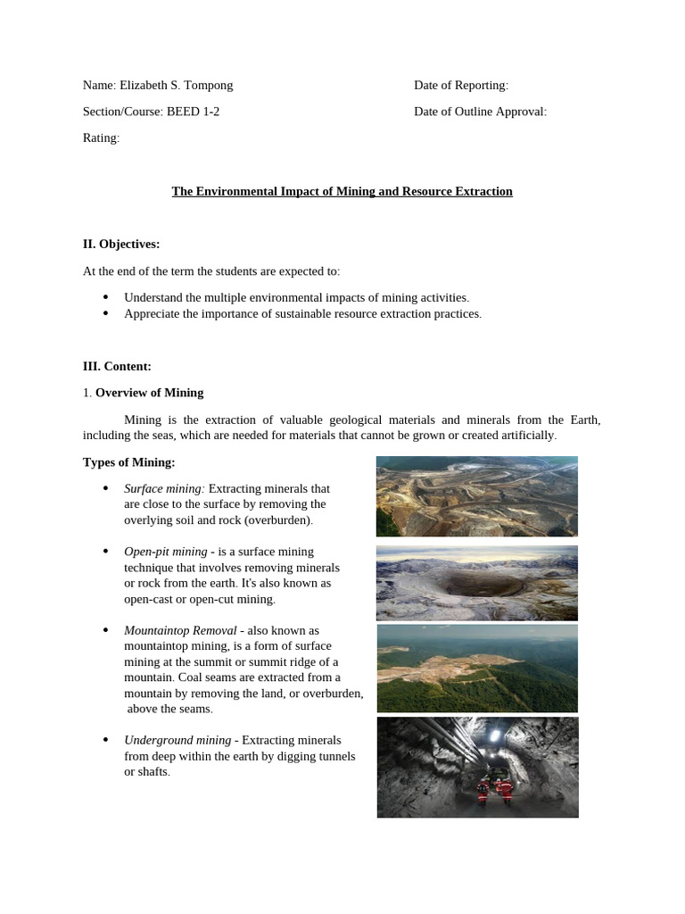 Environmental Impact of Mining Explained | PDF | Mining | Surface Mining