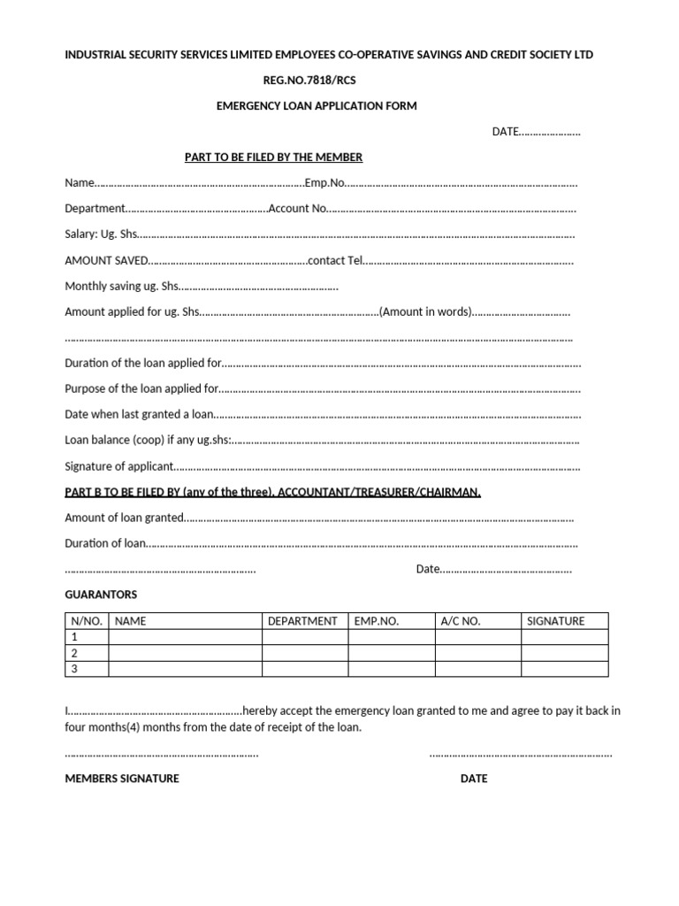 ISS Emergency and Normal Loan Forms | PDF | Loans | Banking