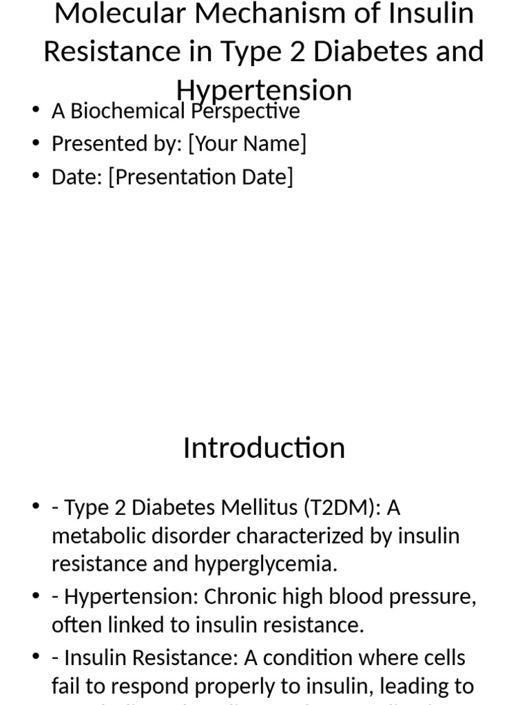 Insulin Resistance in T2DM & Hypertension | PDF | Insulin Resistance ...