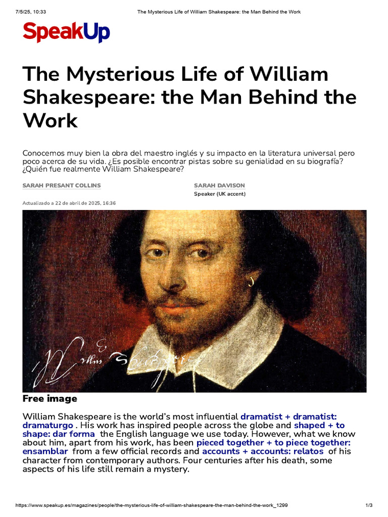 The Enigmatic Life of Shakespeare | PDF | William Shakespeare | English ...