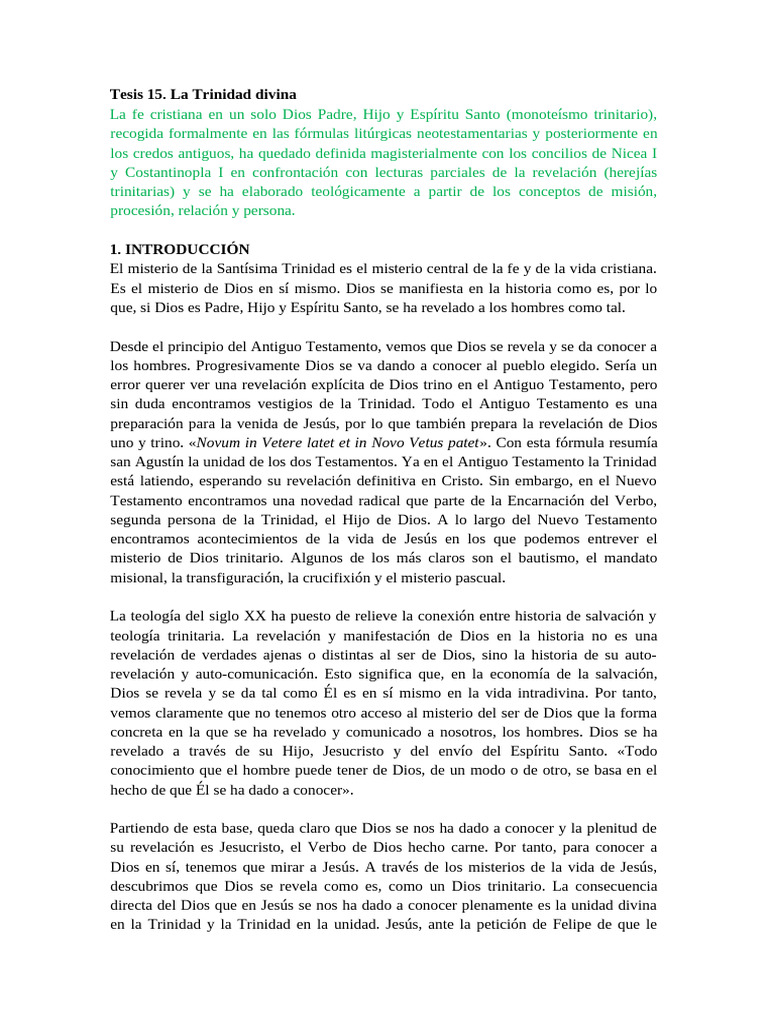 Teología de la Trinidad en la Fe Cristiana | PDF | Trinidad | espíritu ...