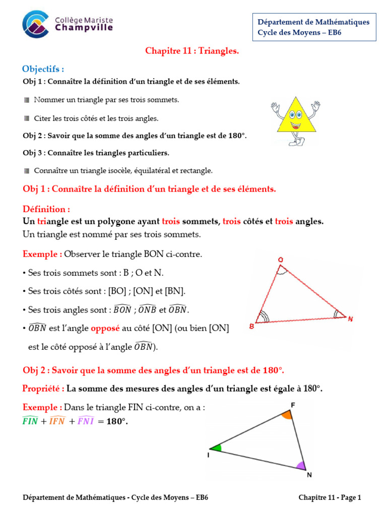 Propriétés des Triangles en Mathématiques | PDF | Triangle | Polytope