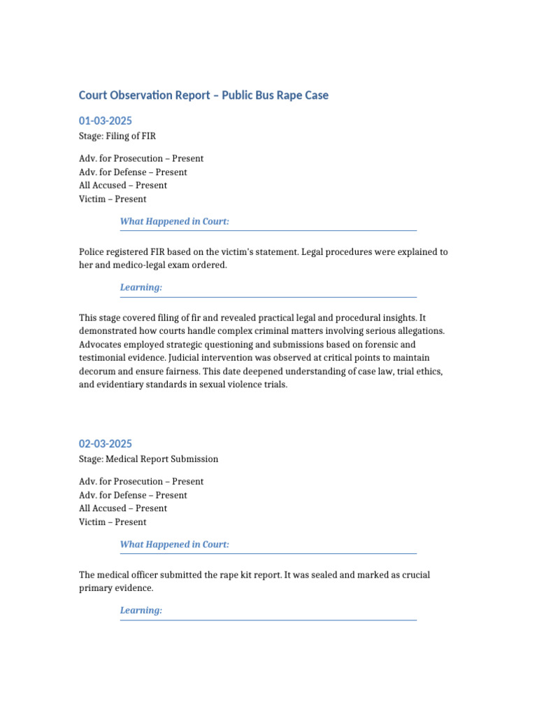 Court Report: Public Bus Rape Case | PDF | Trials | Evidence (Law)