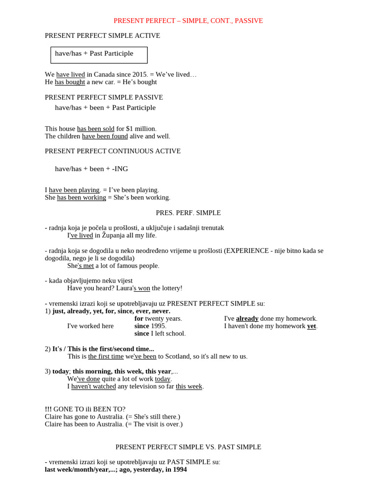 Present Perfect vs. Past Simple Guide | PDF | Linguistics | Language ...