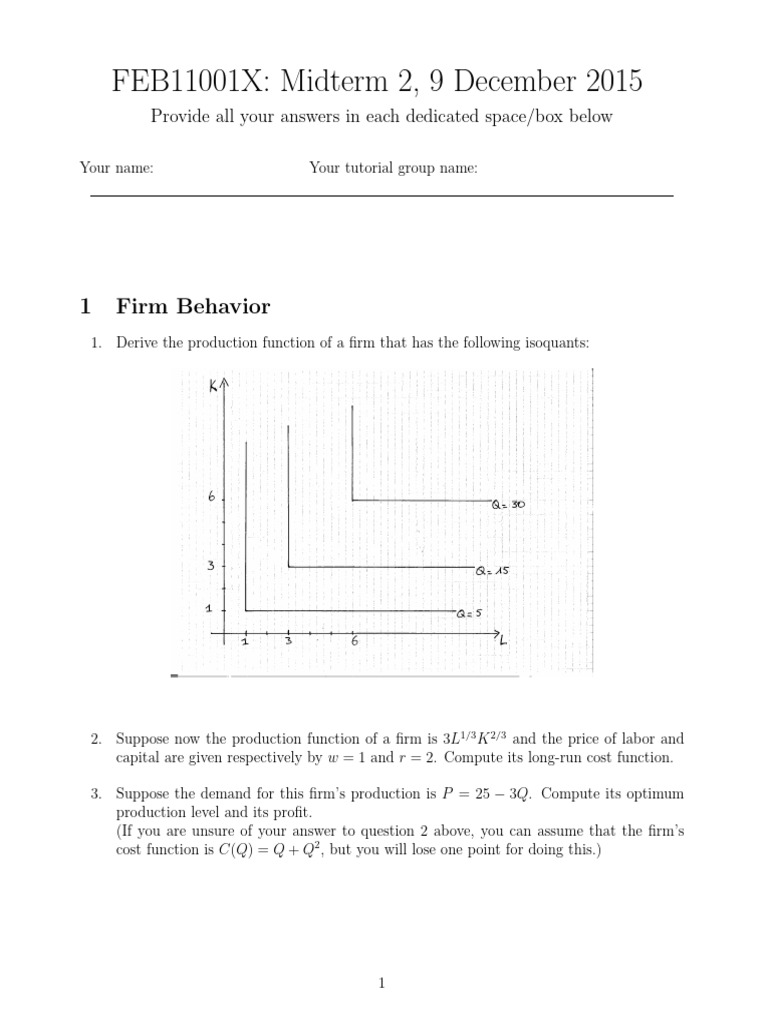 Firm Behavior and Market Structures Exam | PDF | Production Function ...