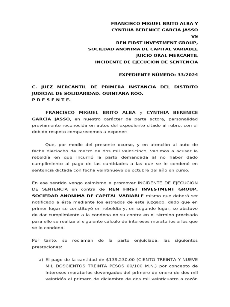 Incidente de Ejecución de Sentencia 33/2024 | PDF | Justicia | Crimen y