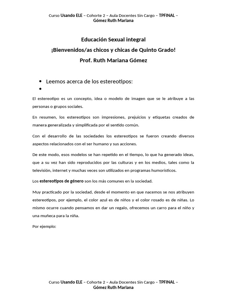 Estereotipos de Género en Educación | PDF