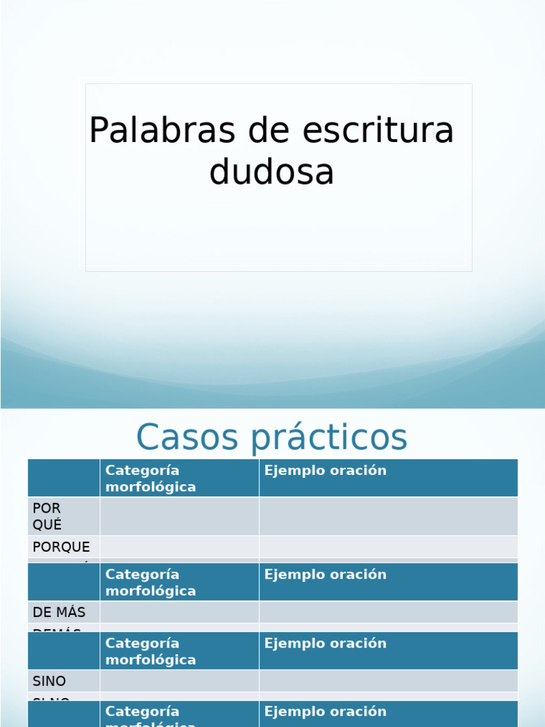 Palabras de Escritura Dudosa | PDF