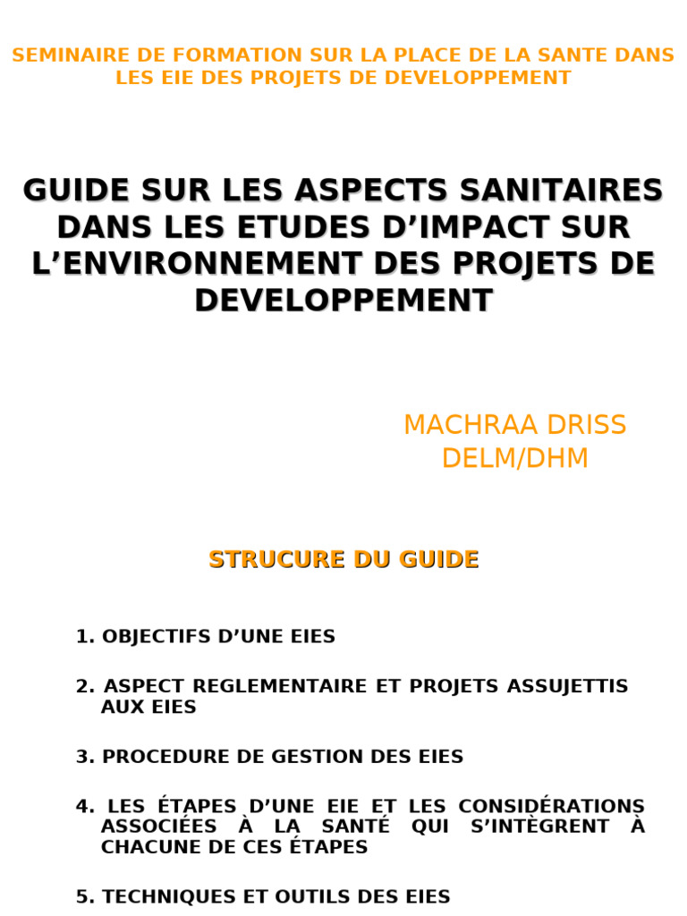 Santé et EIE dans les projets de développement | PDF | Environnement ...