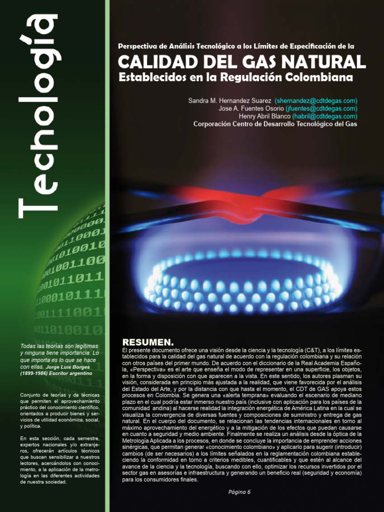Calidad del Gas Natural en Colombia | PDF | Metrología | Agua