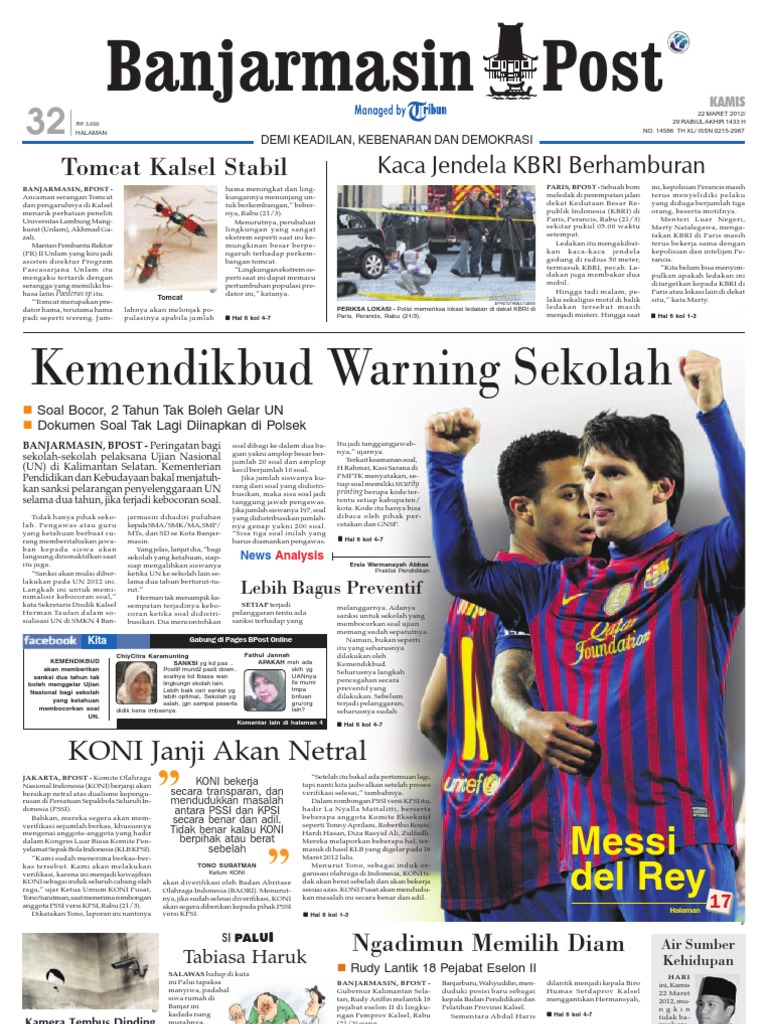 Banjarmasin Post Edisi Cetak Kamis 22 Maret 2012