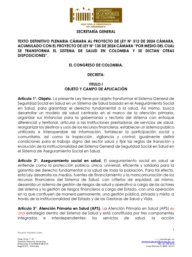Transformación del Sistema de Salud en Colombia | PDF | Cuidado de la ...