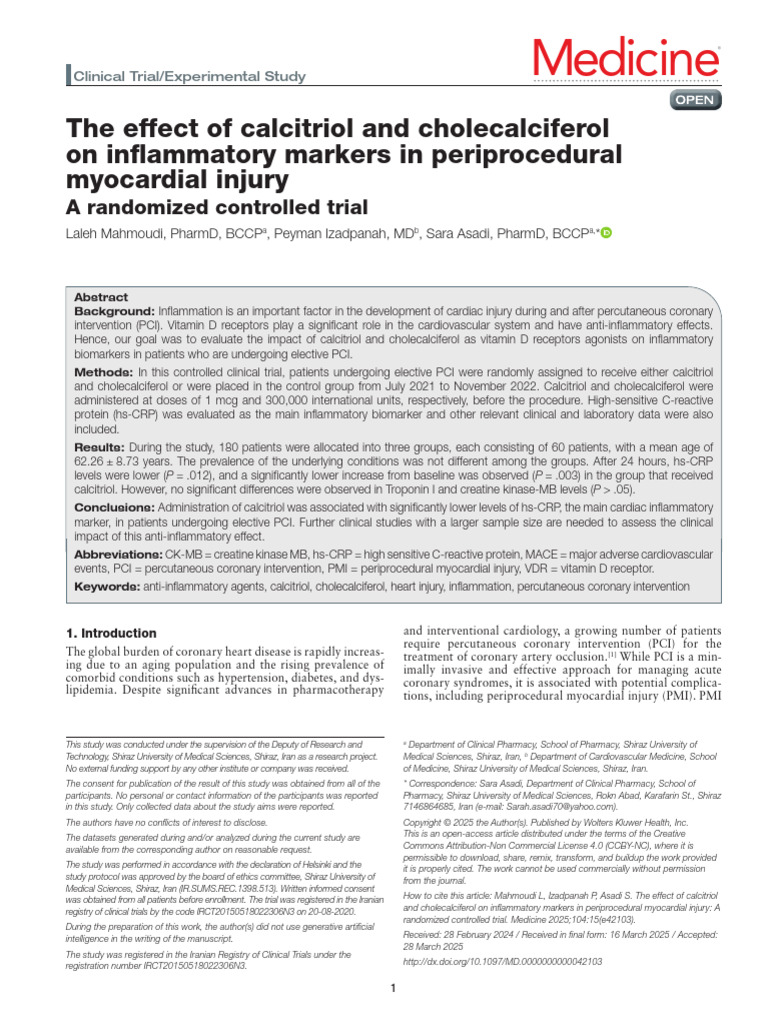 The Effect of Calcitriol and Cholecalciferol | PDF | Percutaneous ...