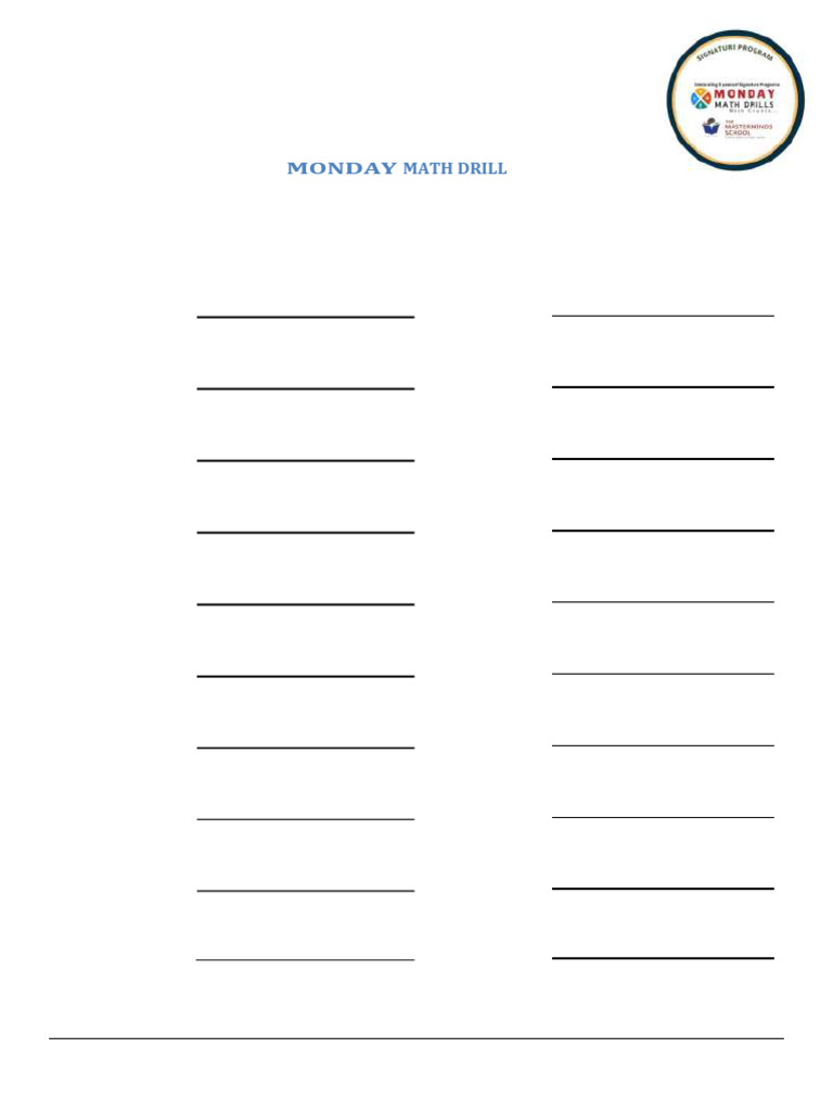Maths drill v tmms pdf