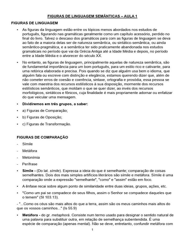 Figuras de Linguagem Semânticas Explicadas | PDF | Falácia | Parábolas ...