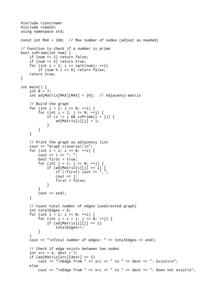 Prime Graph Construction in C++ | PDF