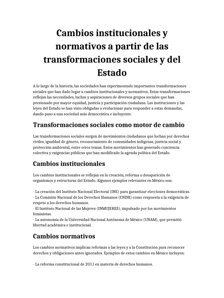 Cambios Institucionales y Normativos | PDF | Democracia | Ideologías ...