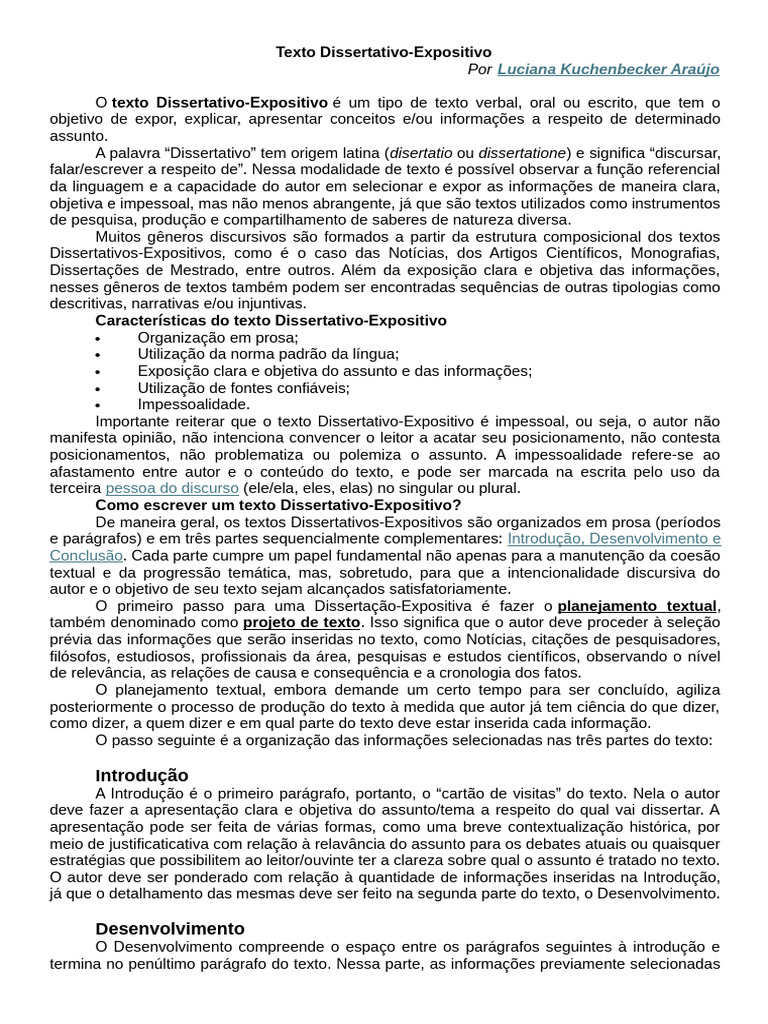 Estrutura do Texto Dissertativo-Expositivo | PDF | Autor