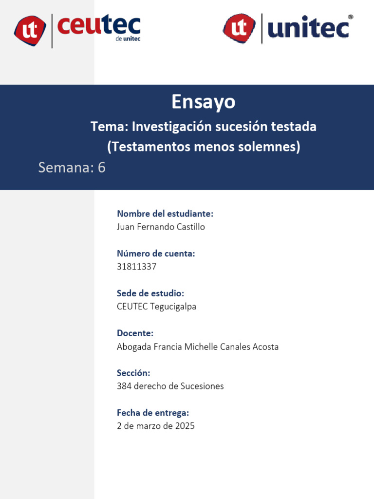 Tema Investigación Sucesión Testada | PDF