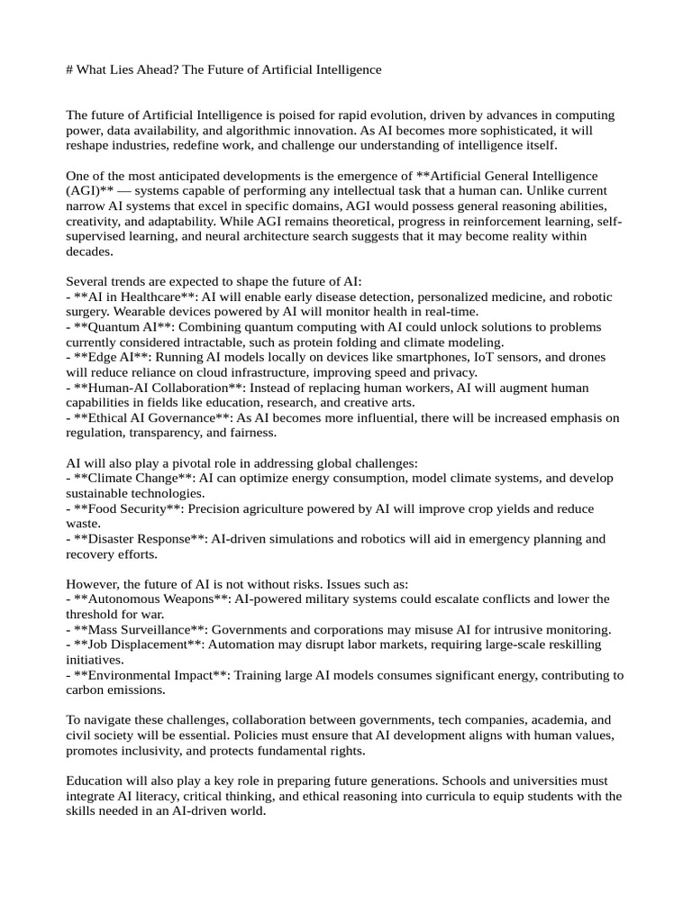 Future Trends in Artificial Intelligence | PDF | Artificial ...