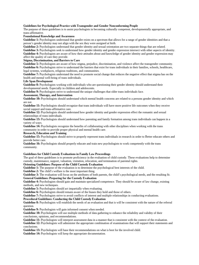Guidelines for Transgender Psychological Practice | PDF | Homosexuality ...