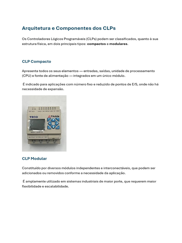 Tipos e Estrutura dos CLPs | PDF | Controlador lógico programável ...