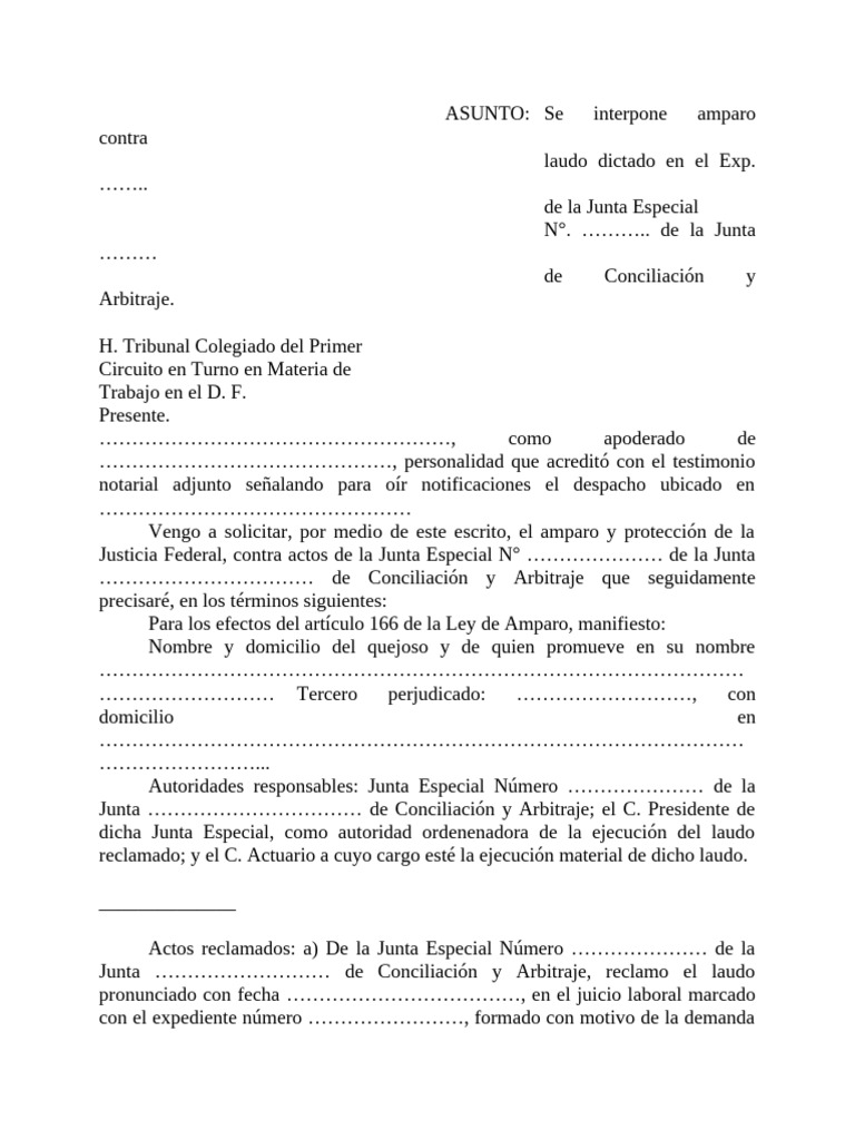 Amparo contra Laudo Laboral en Arbitraje | PDF | Ley común | Ley Pública