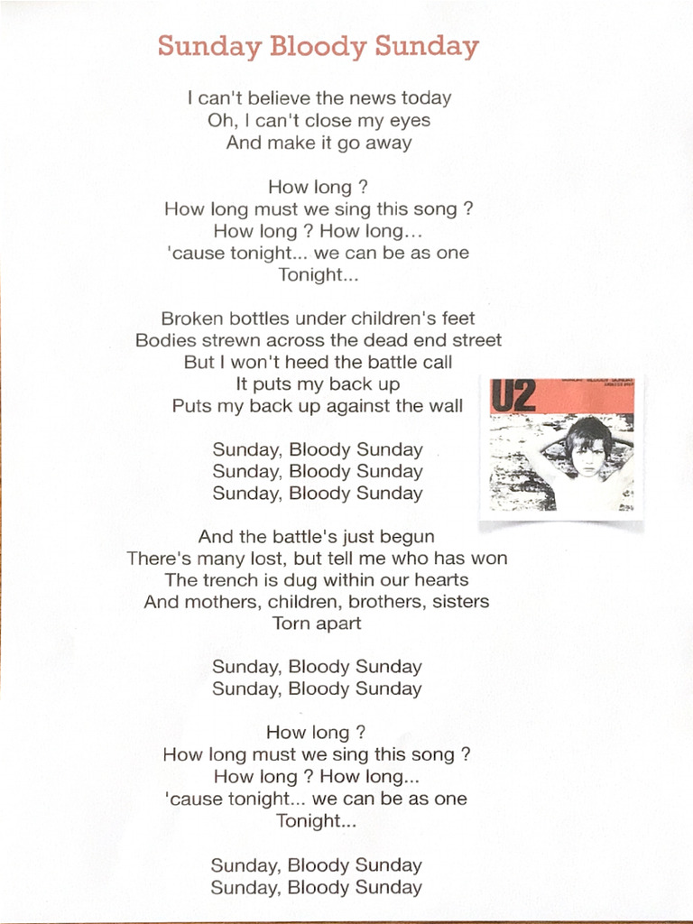 Bloody Sunday U2 Lyrics | PDF