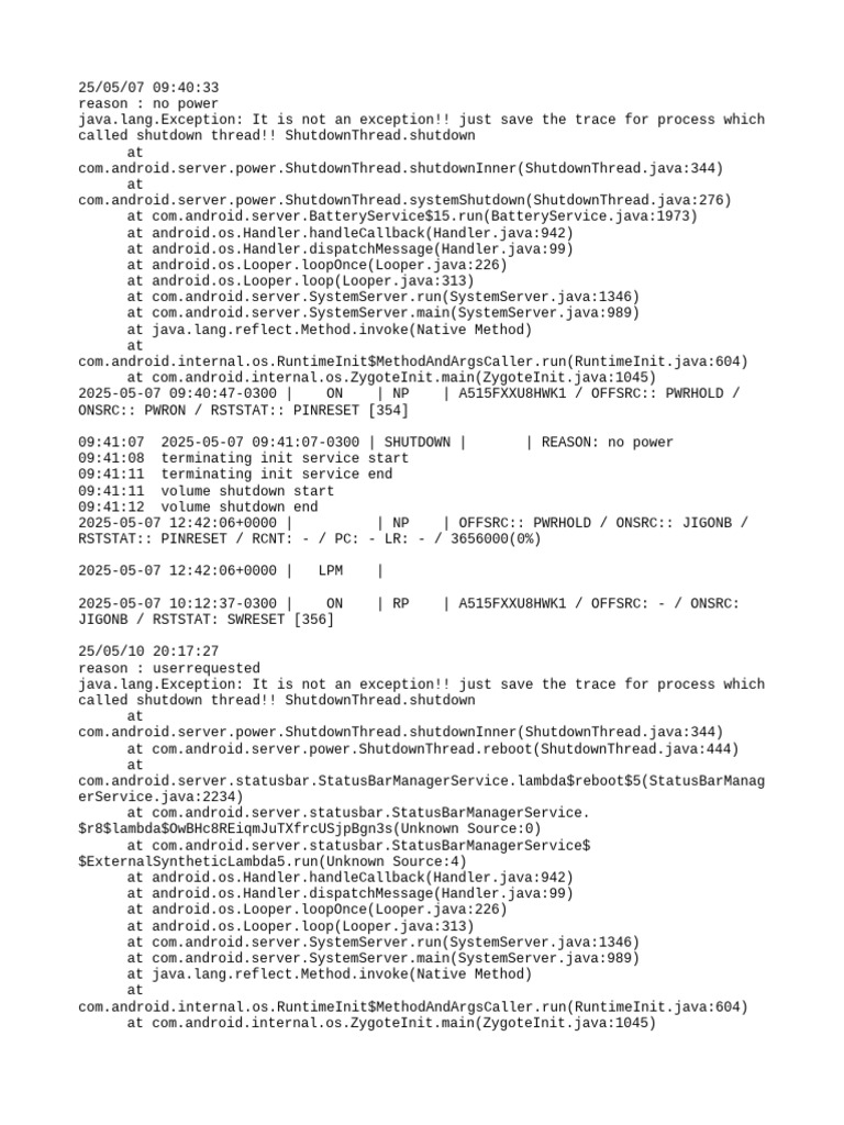 Android Shutdown and Reboot Logs | PDF | Mobile Linux | Mobile Computers