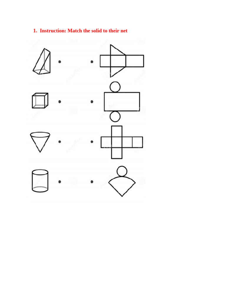 Form 1 Worksheet On Matching Solids To Nets | PDF