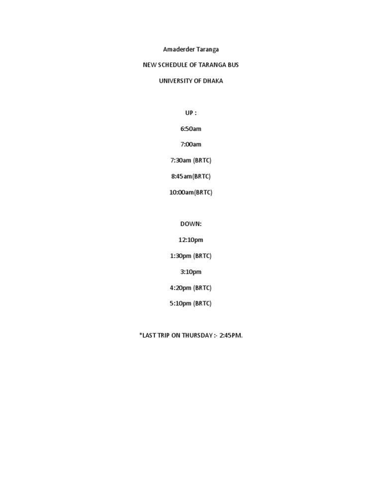 Bus Shedule | PDF