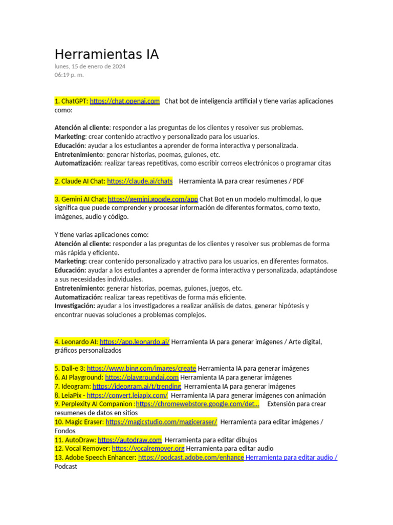 Herramientas de IA para Creación y Edición | PDF | Inteligencia ...