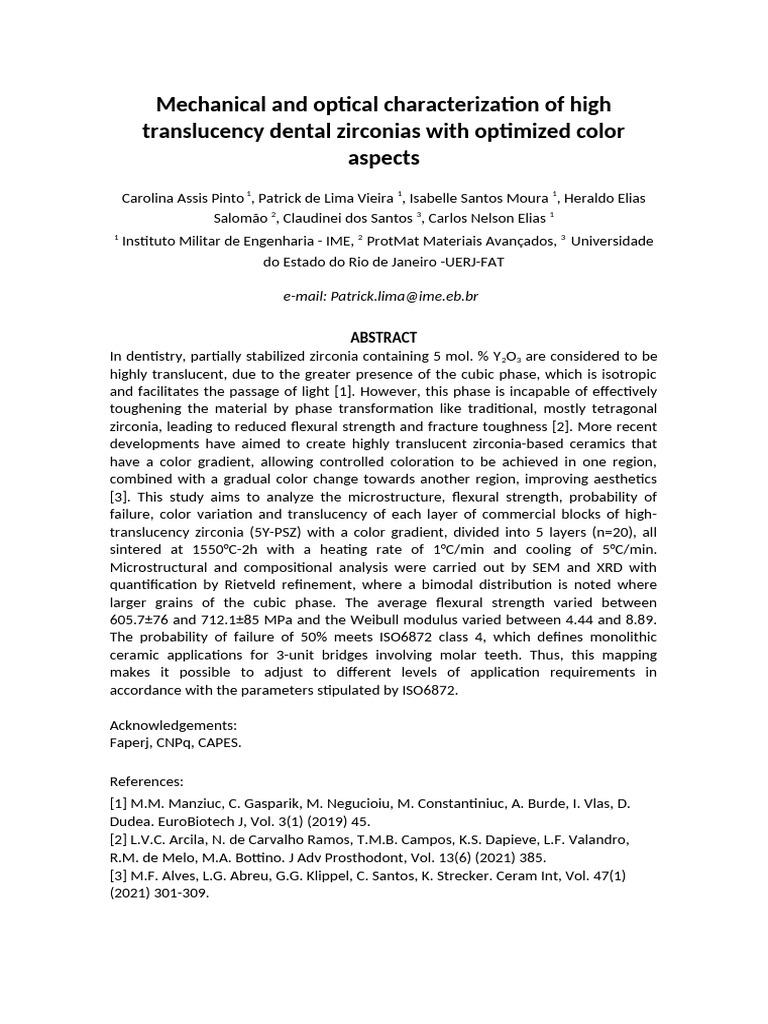 Characterization of High Translucency Zirconia | PDF | Zirconium ...