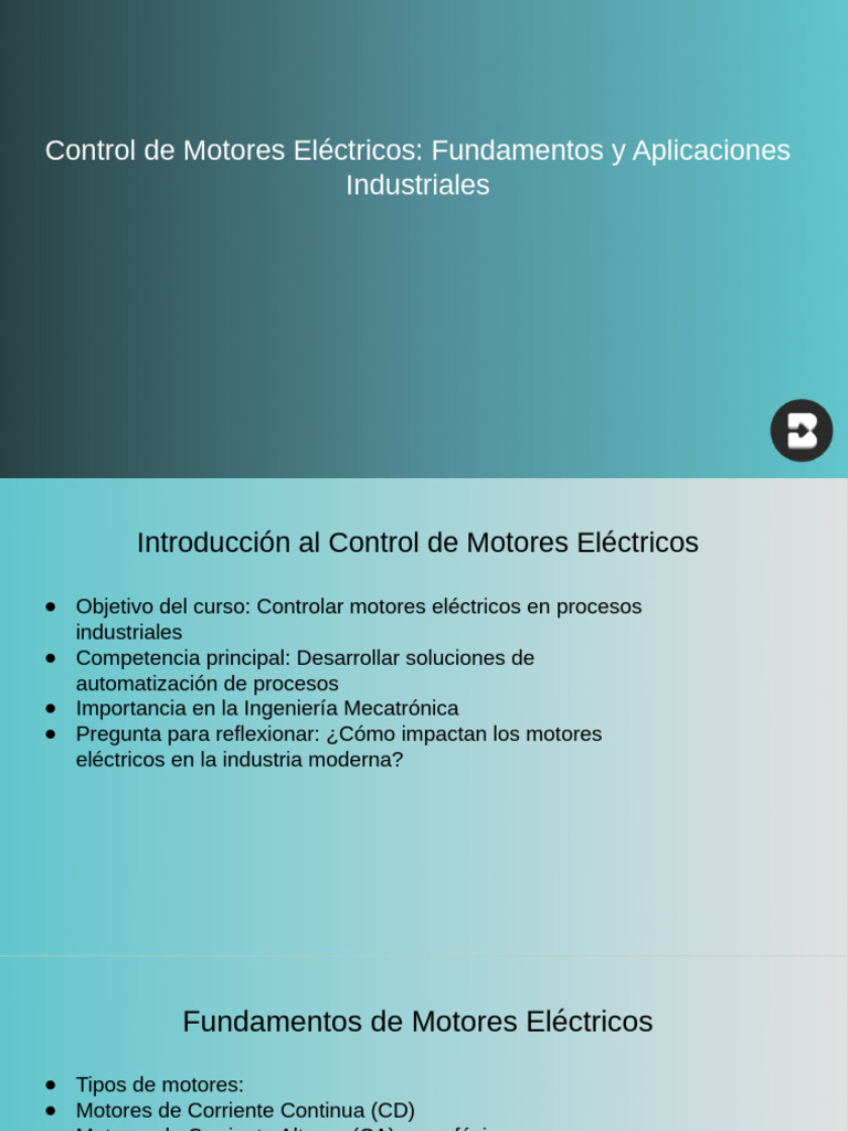 Control de Motores Eléctricos en Industria | PDF | Corriente eléctrica ...