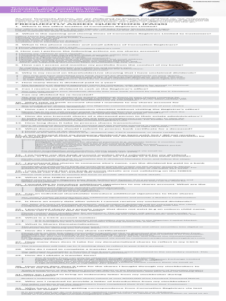 CRL FAQ Transact Monitor | PDF | Dividend | Securities (Finance)