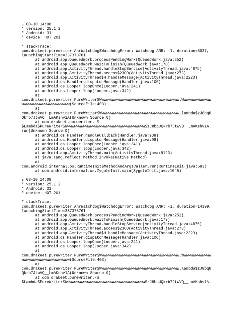 Informe de ANR en PureWriter Android | PDF | Android (sistema operativo ...