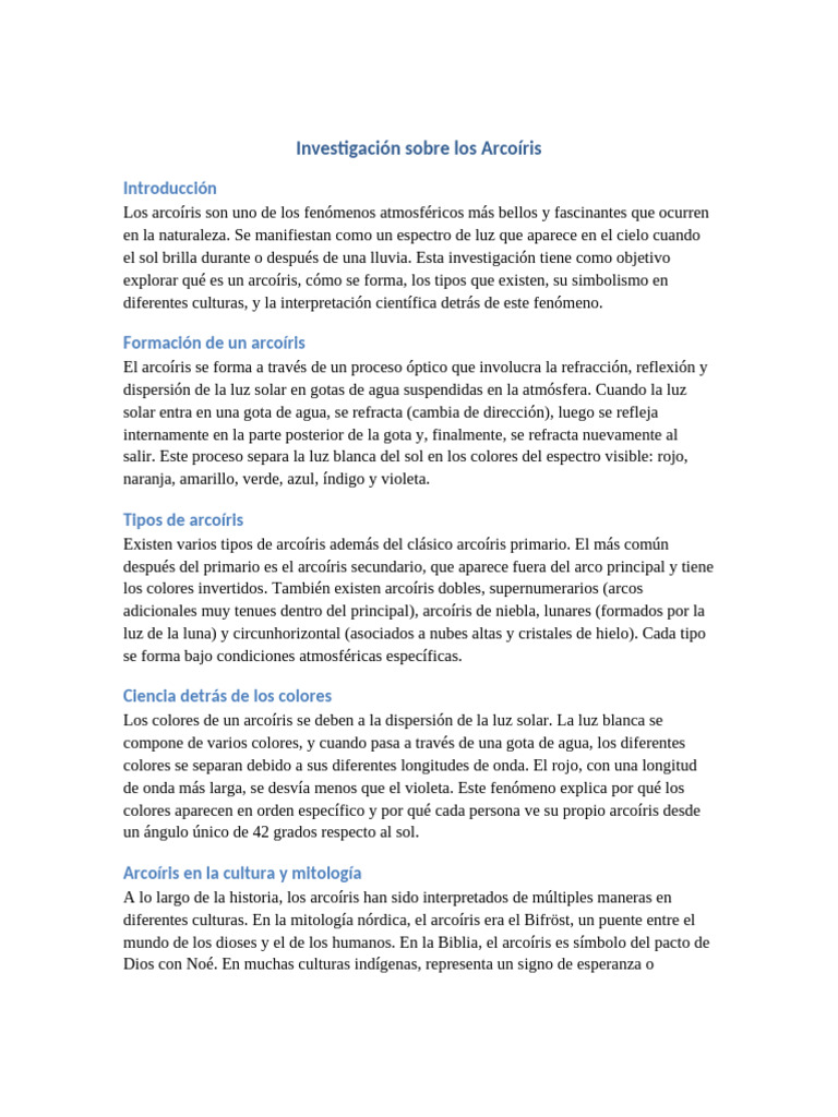 Arcoíris: Formación, Tipos y Simbolismo | PDF | Arco iris | Color
