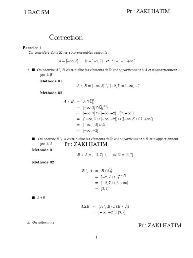 Correction de l'exercice de maths | PDF | Mathématiques