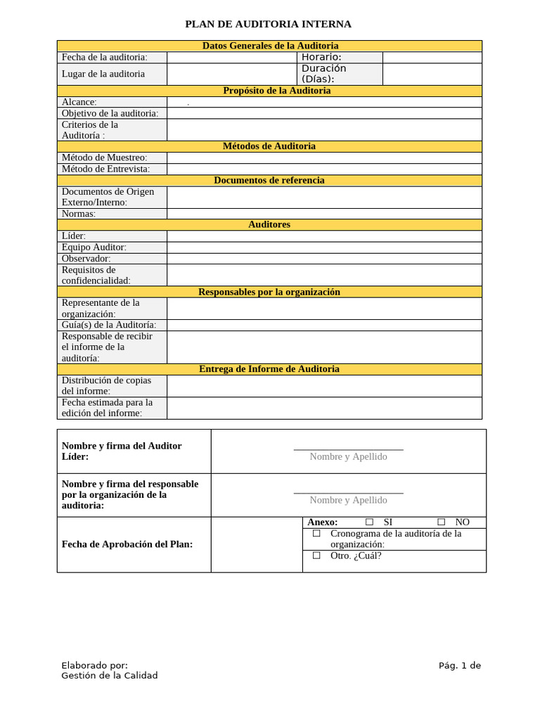 Plan de Auditoría Interna Detallado | PDF