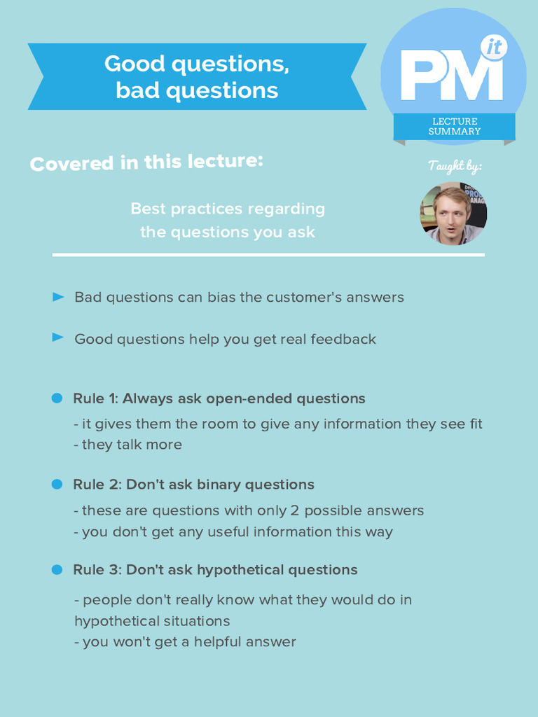 60 - CHEAT-SHEET-Good-questions-bad-questions | PDF