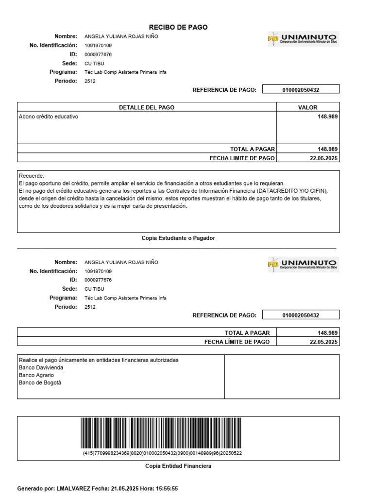 Recibo de Pago | PDF | Bancos | Bancario