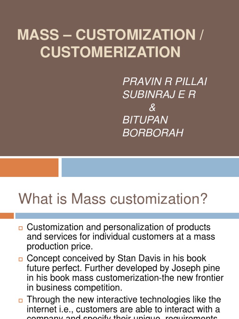 Mass Customization | PDF | Supply Chain | Market (Economics)