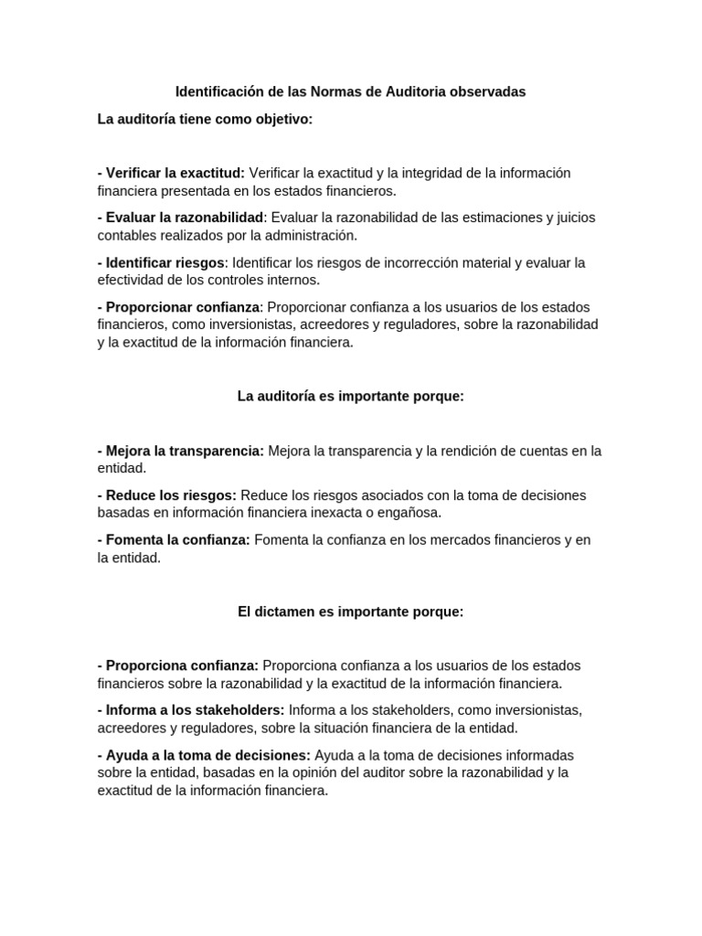 Normas de Auditoría y su Importancia | PDF | Auditoría | Business